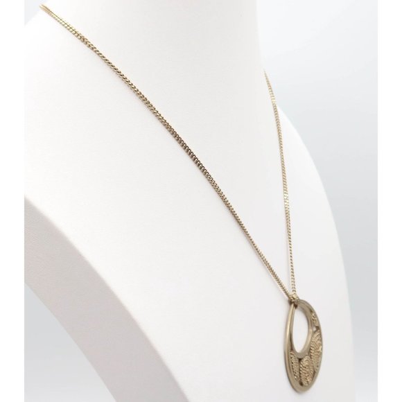 KENNETH COLE REACTION Antiqued Gold Tone Tear Drop Pendant Necklace 20" Boho - Picture 3 of 8